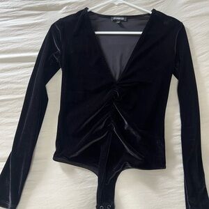 Express Black Velvet Bodysuit